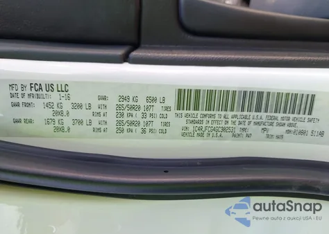 2016 Jeep Grand Cherokee High Altitude z USA, uszkodzony, nr VIN 1C4RJFCG4GC302531